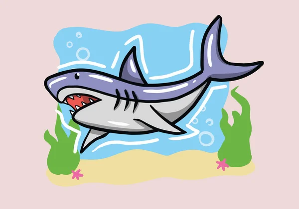 Χέρι Ζωγραφισμένο Καρχαρία Απομονωμένο Στο Παρασκήνιο Εικονογράφηση Φορέα Υδρόβιων Ζώων — Διανυσματικό Αρχείο