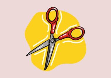 El yapımı makas. Vektör tasarım makasları arka planda izole edildi. Çizgi film biçimi.