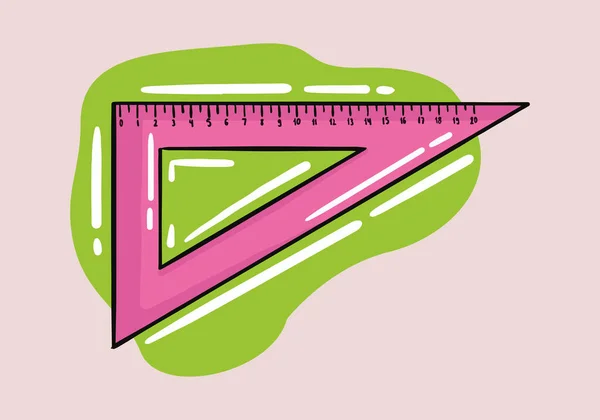 Dibujado Mano Rosa Icono Triángulo Regla Llena Vector Contorno Aislado — Vector de stock