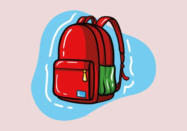 Handgezeichneter Roter Rucksack Schultasche Bildung Und Zurück Zur Schule Concept — Stockvektor