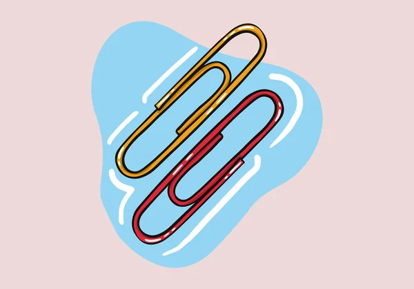 Hand Drawn Colorful Paperclip Colorful Paper Clips Set Cartoon Style — Stock Vector
