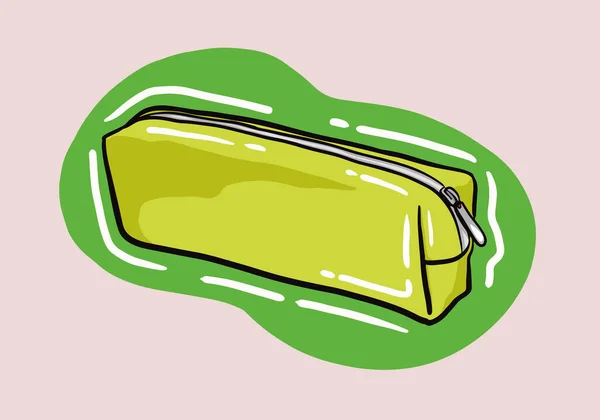 Hand Drawn Green Pencil Case Vector Icon Web Design Isolated — Stock Vector
