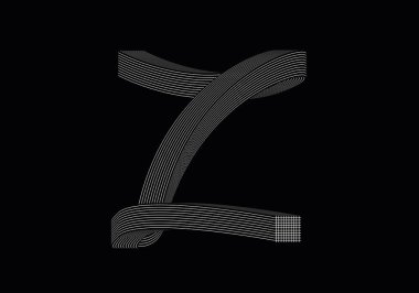 El çizimi Z harfi. Soyut Z harfi.