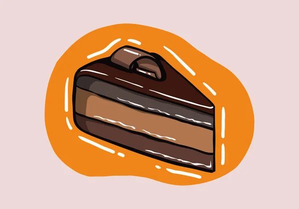 チョコレートケーキの部分は 独立したチョコレート層デザート ベクトルベーカリー食品 クリーミーなパイ — ストックベクタ