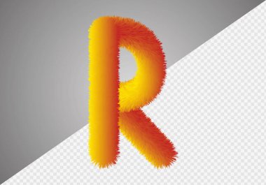 Yumuşak metin efekti R harfi. R harfi kabarık.