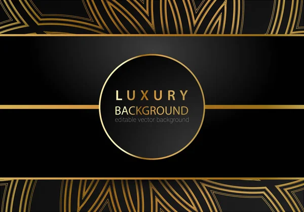 Schwarzer Luxus Hintergrund Mit Goldenen Linien Elementen Dekoration Und Bokeh — Stockvektor