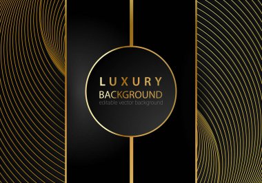 Soyut siyah ve altın çizgiler lüks arka plan.