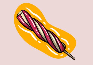 Lezzetli renkli dondurma. Lolipoplu dondurmayı arka planda izole et. Web tasarımı veya yazdırma için vektör illüstrasyonu