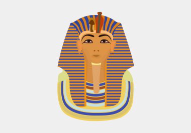 Renkli vektör Defin Maskesi İllüstrasyon Mısır altın firavunlar maske simgesi düz arka plan üzerinde izole. Mısır firavunları Tutankhamun çizgi simgesimaske. Kral Tutankamon.