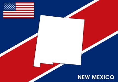 New Mexico - ABD, Amerika Birleşik Devletleri Harita vektör şablonu. Tasarım, bilgi için bayrak arkaplanındaki beyaz renk haritası - Vektör illüstrasyonu 10