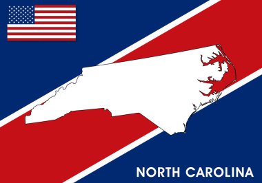 Kuzey Carolina - ABD, Amerika Birleşik Devletleri Harita vektör şablonu. Tasarım, bilgi için bayrak arkaplanındaki beyaz renk haritası - Vektör illüstrasyonu 10
