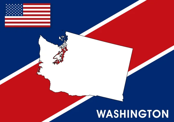 ワシントン アメリカ アメリカ地図ベクトルテンプレート デザイン インフォグラフィックのための旗の背景の白い色の地図 ベクトルイラストEps — ストックベクタ