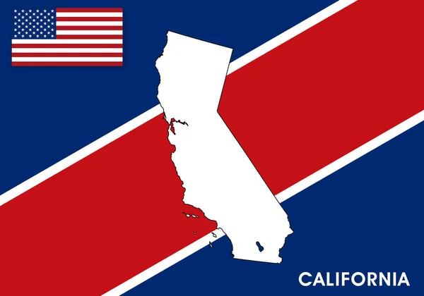Californie États Unis États Unis Modèle Vectoriel Carte Carte Couleur — Image vectorielle