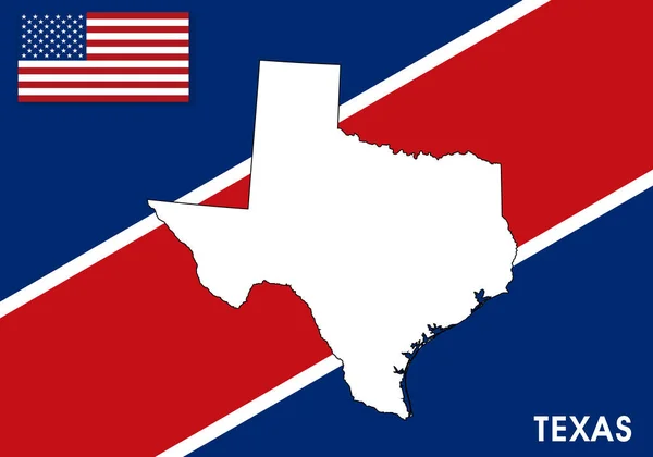 Texas Usa Usa Karta Vektor Mall Vit Färg Karta Flagga — Stock vektor