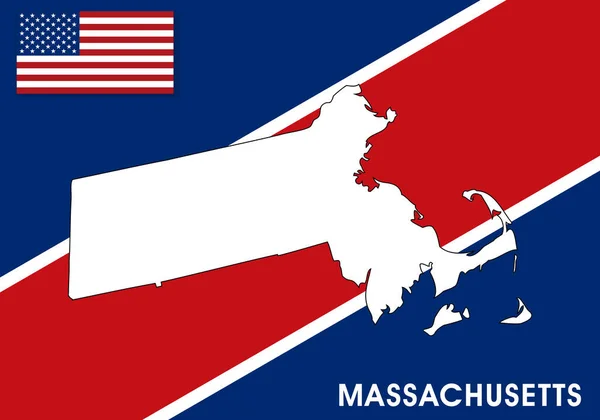 Massachusetts États Unis États Unis Amérique Modèle Vectoriel Carte Carte — Image vectorielle