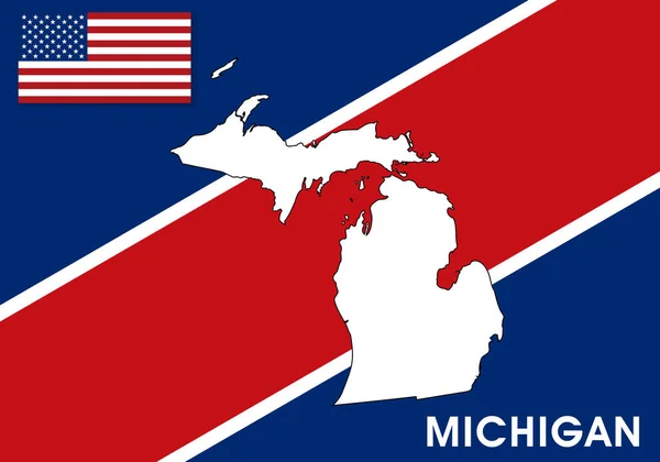 Michigan Usa United States America Map Vector Template Білі Кольорові — стоковий вектор