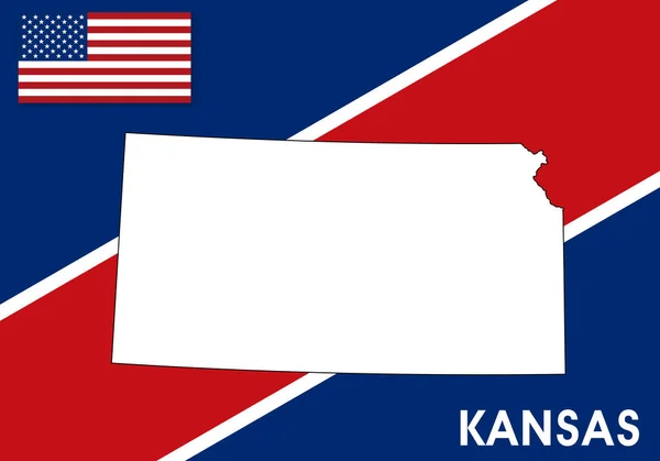 Kansas Usa Vereinigte Staaten Von Amerika Kartenvektorvorlage Weiße Farbkarte Auf — Stockvektor