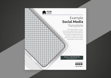 Minimum tasarım düzeni. Sosyal medya sonrası promosyon için düzenlenebilir kare soyut modern geometrik şekil afişi şablonu. 