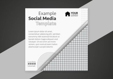 Minimum tasarım düzeni. Sosyal medya sonrası promosyon için düzenlenebilir kare soyut modern geometrik şekil afişi şablonu. 