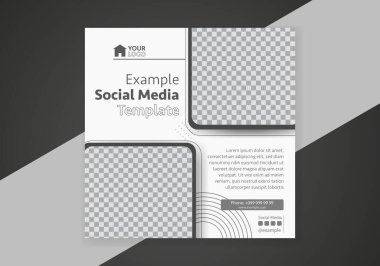 Minimum tasarım düzeni. Sosyal medya sonrası promosyon için düzenlenebilir kare soyut modern geometrik şekil afişi şablonu. 
