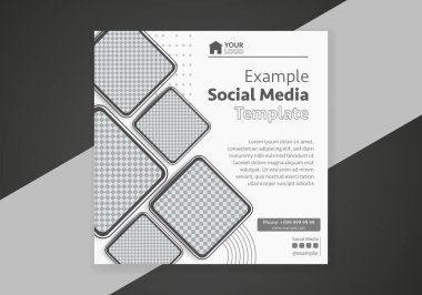 Minimum tasarım düzeni. Sosyal medya sonrası promosyon için düzenlenebilir kare soyut modern geometrik şekil afişi şablonu. 