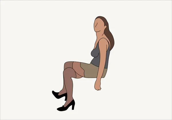 Žena Kreslený Postava Nosí Svetr Mini Sukně — Stockový vektor