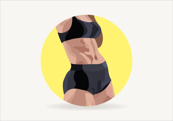 Femme Avec Abdos Étonnants Tonique Muscles Abdominaux — Image vectorielle