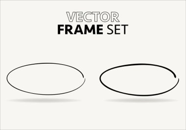 Doodle oval. El çizimi elips, yuvarlak grunge çerçeve ve daire içine alınmış karalama izole ikon beyaz üzerine set. 