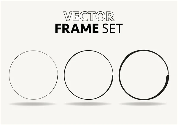 Círculos Dibujados Mano Esquema Marco Vector Conjunto Rondas Garabatear Círculos — Vector de stock