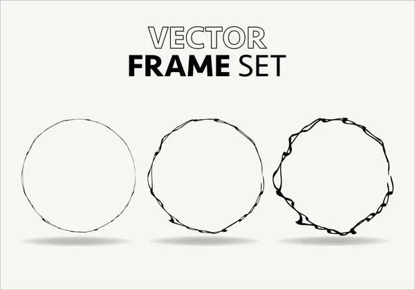 Círculos Dibujados Mano Esquema Marco Vector Conjunto Rondas Garabatear Círculos — Vector de stock