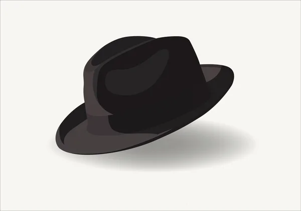 Fedora Hat Side View Wool Felt Fabric Dark Grey Black — Stock Vector