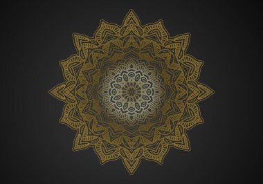 Altın renk vektörlü lüks mandala tasarım arka planı. Vektör İslami arkaplan