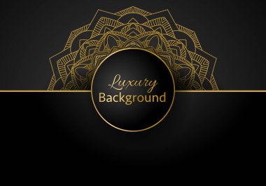 Altın renk vektörlü lüks mandala tasarım arka planı. Vektör İslami arkaplan