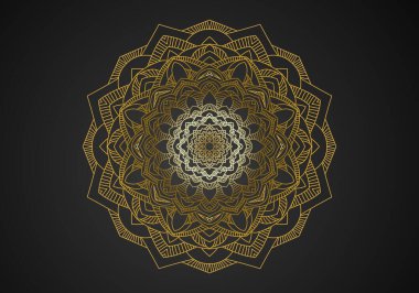 Altın renk vektörlü lüks mandala tasarım arka planı. Vektör İslami arkaplan