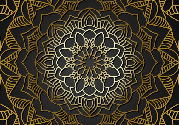 华丽的观赏性曼陀罗设计背景为金黄色矢量 矢量伊斯兰背景 — 图库矢量图片