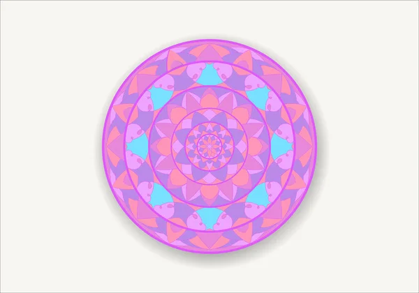 Mandala Fleur Motif Rond Cercle Ornement Floral Légende Illustration Vectorielle — Image vectorielle