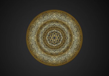 Lüks mandala arka plan süslemesi, Arabesk tarzı, Altın Arabesk desenli. Yazdırma için Dekoratif Mandala Süslemesi