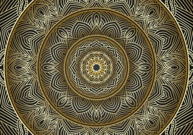 Lüks mandala arka plan süslemesi, Arabesk tarzı, Altın Arabesk desenli. Yazdırma için Dekoratif Mandala Süslemesi