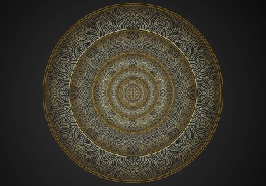 Lüks mandala arka plan süslemesi, Arabesk tarzı, Altın Arabesk desenli. Yazdırma için Dekoratif Mandala Süslemesi