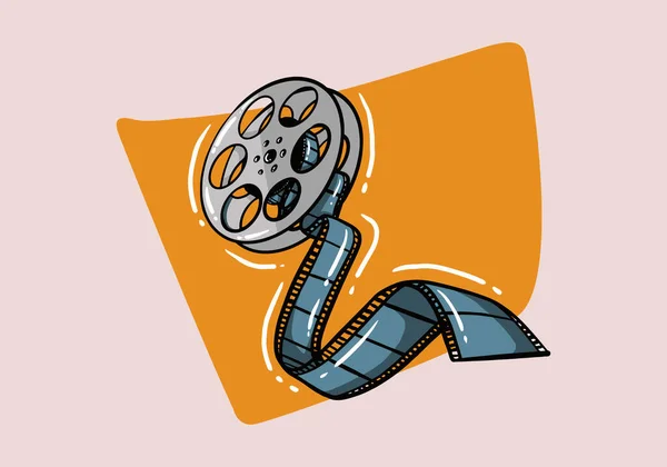 Film Reel Bioscoop Tape Bobbin Pin Pop Art Retro Vector — Stockvector