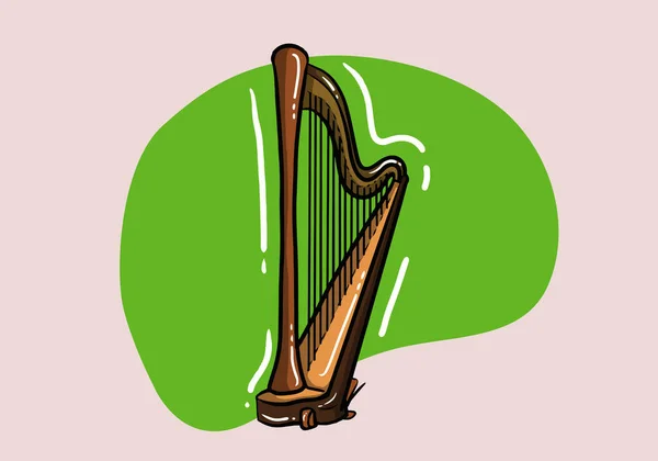 Harpe Celtique Isolée Sur Fond Illustration Vectorielle Instrument Musique Cordes — Image vectorielle