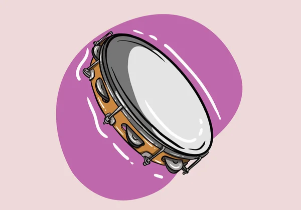 Handgezeichnetes Tamburin Symbol Karikatur Der Tamburin Ikone — Stockvektor