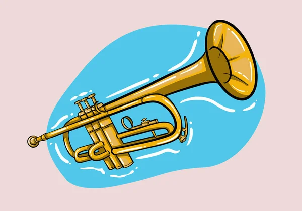 Trombón Instrumento Musical Dibujado Mano Ilustración Plana Vectorial Aislado Sobre — Vector de stock