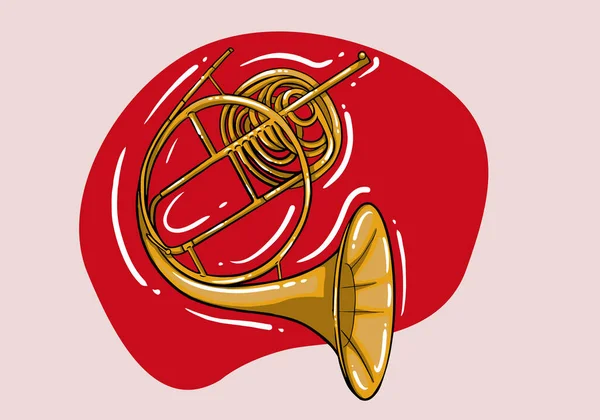 Джазовый Туба Цветной Мультяшный Стиль Ручная Икона Трубы Блюза Плаката — стоковый вектор
