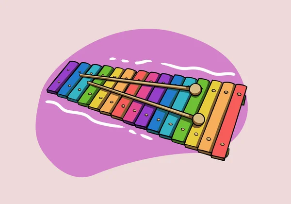 Xylophone Coloré Dessiné Main Avec Maillets Xylophone Coloré Pour Animation — Image vectorielle