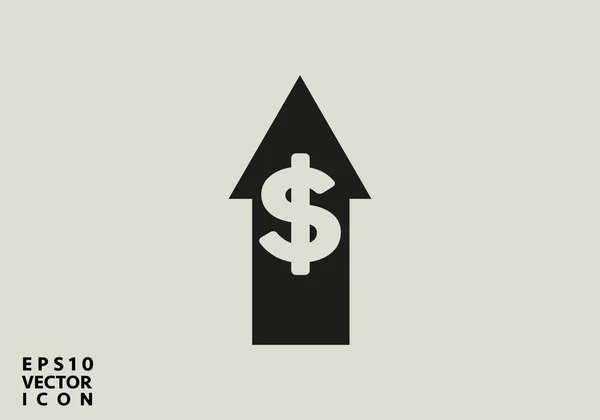 Ikona Wzrostu Kursu Dolara Symbol Pieniędzy Rozciągającą Się Strzałką Górę — Wektor stockowy