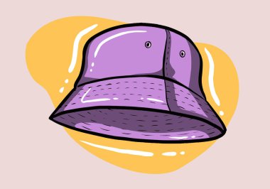 Çizgi film renkli yaz panama şapkası ya da şapkası. Arka planda izole edilmiş. Vektör simgesi.