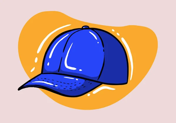 Blaue Kappe Eine Baseballkappe Cartoon Stil Kopfsache Vektor Illustration Isoliert — Stockvektor