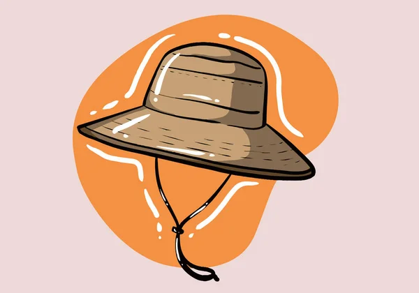 Соломенная Шляпа Шляпе Черной Лентой Женская Пляжная Шляпа Идеальный Аксессуар — стоковый вектор