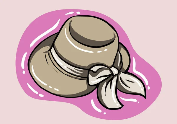 扁平风格的软帽矢量错觉 卡通风格的女帽平面矢量图标孤立在背景上 Bucket Western Panama Hat图标 Fedora Floppy Summer Hat图标 — 图库矢量图片